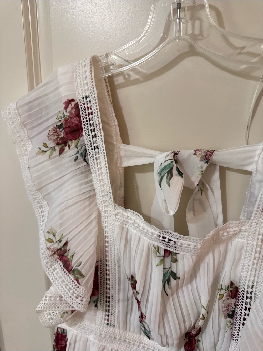 NWT Thriving Romance White Floral Print Tiered Midi Dress size L - Picture 5 of 10